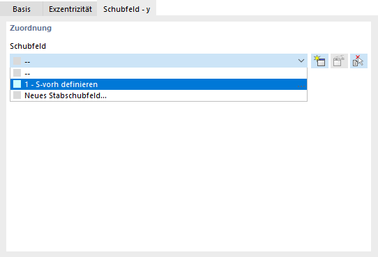 Dialog 'Neues Stablager' mit Einstellungsmöglichkeiten für Schubfelder im Register 'Schubfeld - y'.