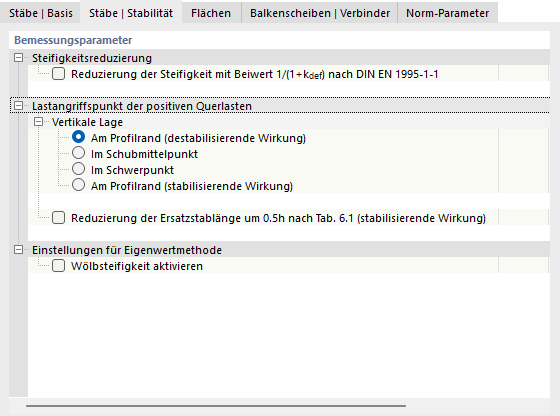 Register 'Stäbe | Stabilität' für Stahlbemessung nach EN 1995
