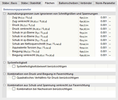 Register 'Flächen' für Holzbemessung nach EN 1995