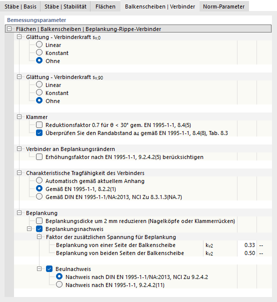 Register 'Balkenscheiben | Verbinder' für Holzbemessung nach EN 1995