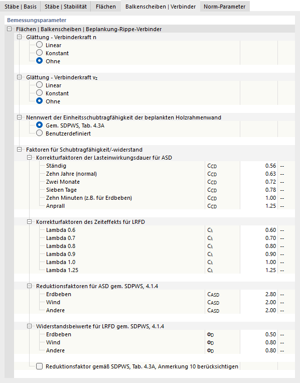 Register 'Balkenscheiben | Verbinder' für Holzbemessung nach NDS