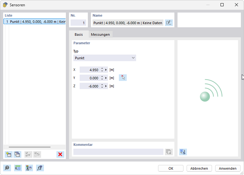 Dialog 'Sensoren'