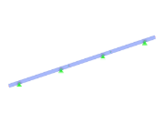 Dieses Diagramm veranschaulicht einen geneigten Gerberträger mit einer durchlaufenden Struktur und eingefügten Gelenken, wobei das erste Feld kein Gelenk aufweist und die anderen auskragende Enden haben.