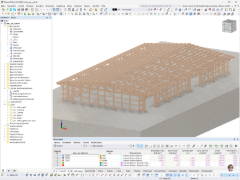 Darstellung einer Brettschichtholzhalle in der Ukraine, modelliert in RFEM.