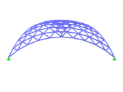 Eine zweifach gekrümmte Überdachung mit bogenförmigem Design, die aus Stäben konstruiert wurde, als Demonstration einer innovativen Tragwerksanwendung.