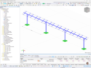 Visualisierung eines RFEM-Modells einer Stahlstruktur zur Unterstützung einer Photovoltaikanlage.