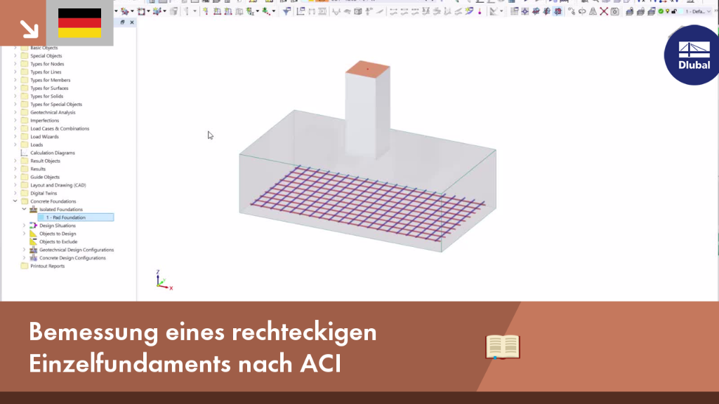 Rechteckiges Einzelfundament - Bemessung nach ACI