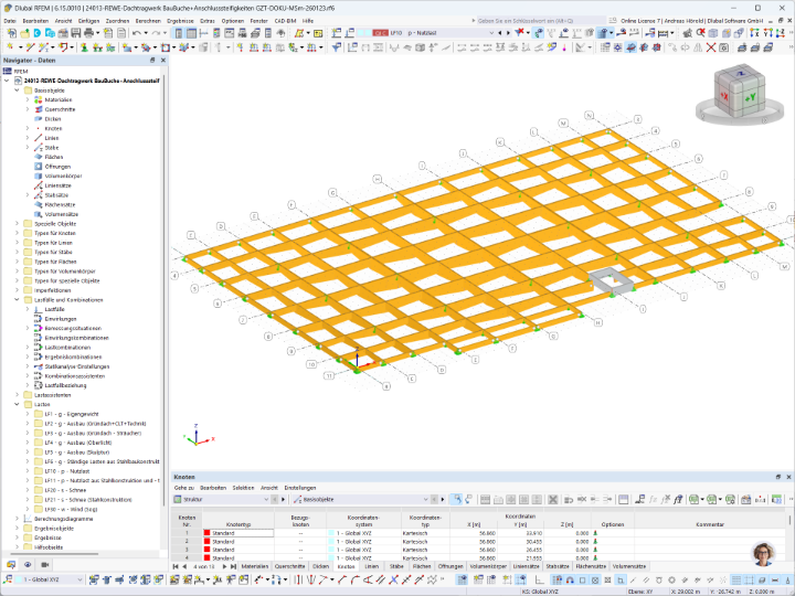 RFEM-Model des Dachtragwerkes aus Holz | © B+G