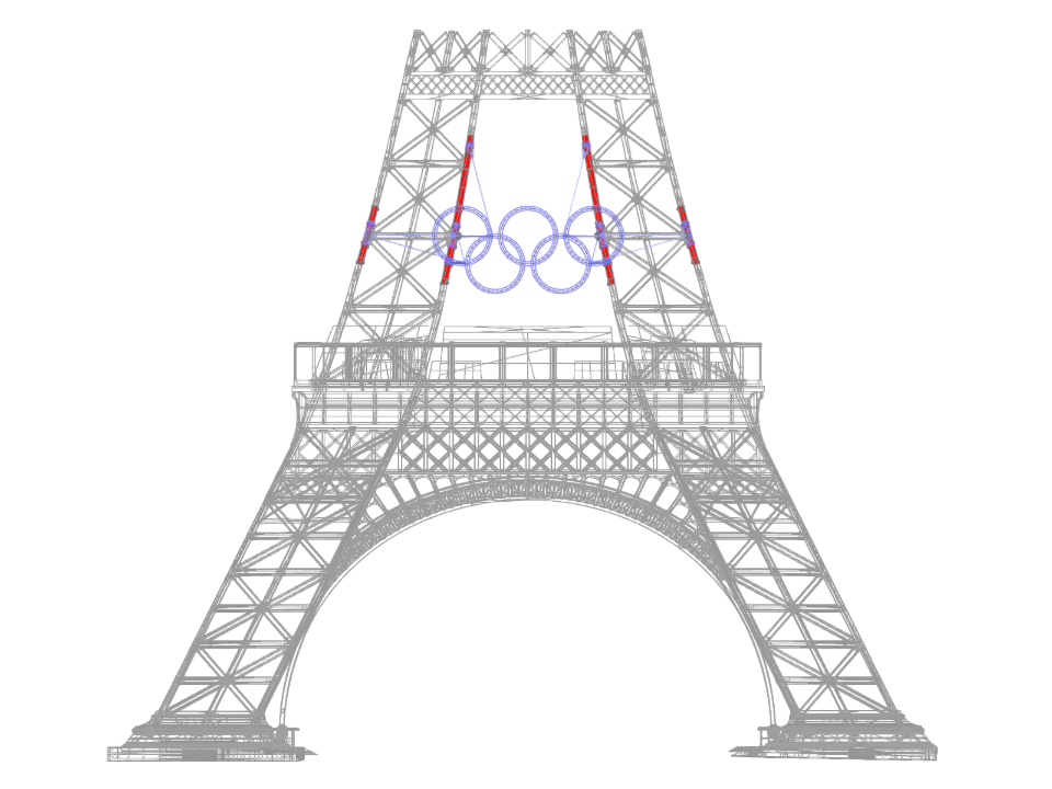 The Olympic rings on the Eiffel Tower