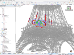 Verformungsbild der Olympischen Ringe am Eiffelturm unter Belastung in RFEM