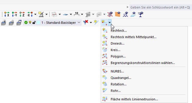 Konstruktionsfläche über Schaltfläche grafisch setzen