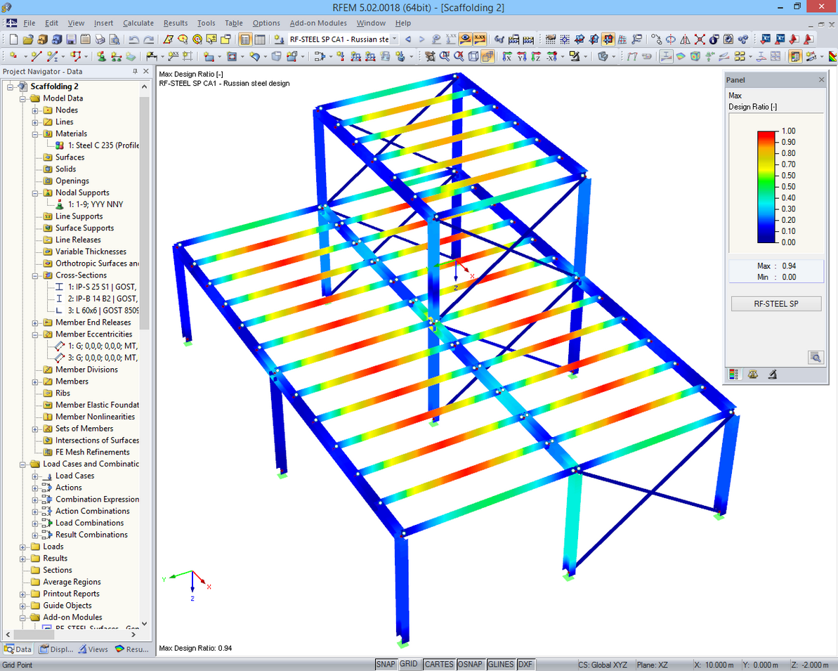 Design Results of RF-STEEL SP in 3D Rendering in RFEM