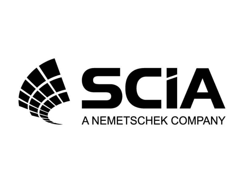 SCIA Engineer logo, symbolizing interactive collaboration with Dlubal Software.