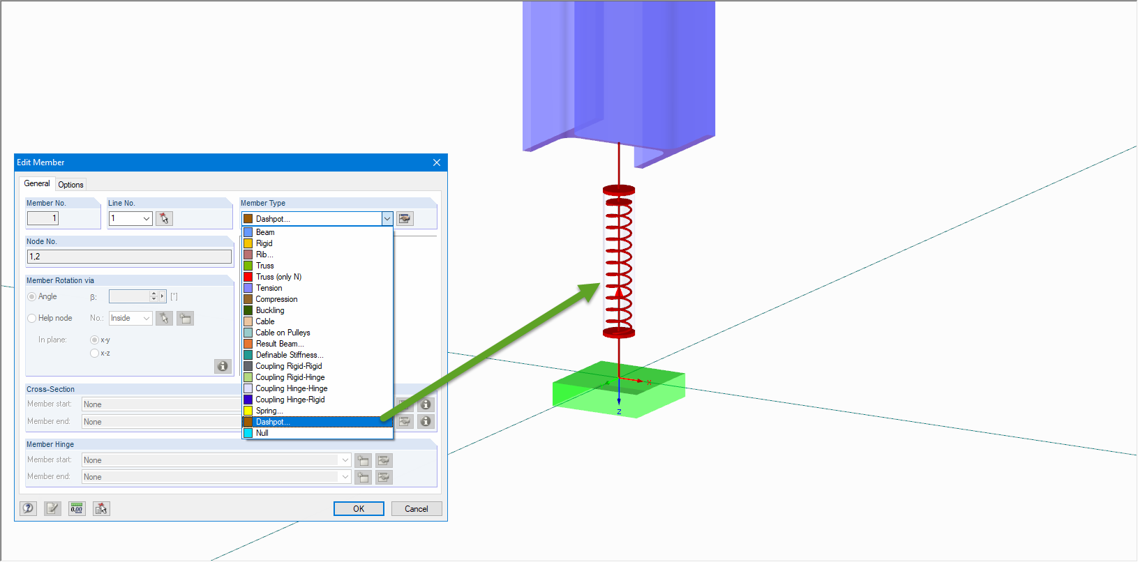 "Dashpot" Member Type in RFEM