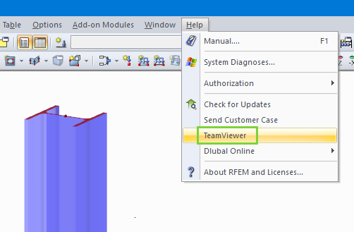 Teamviewer in Help Menu