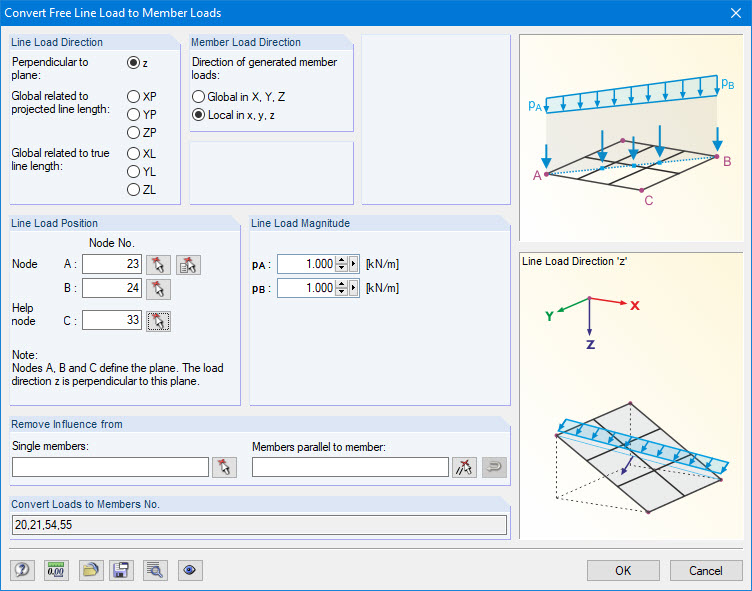 Convert Free Line Loads to Member Loads
