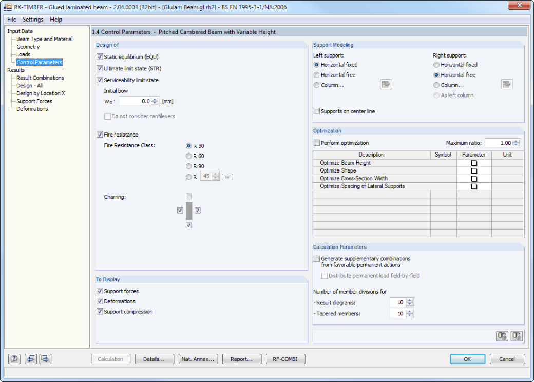 Input Window 1.4 Control Parameters