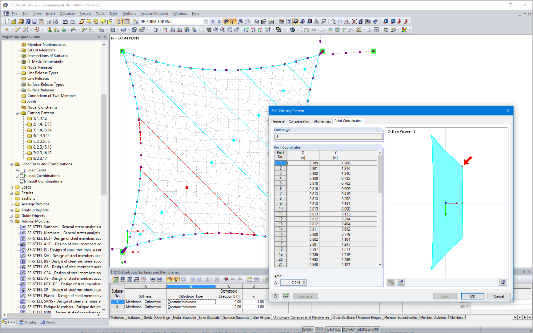 Display of Cutting Patterns in the RFEM Model