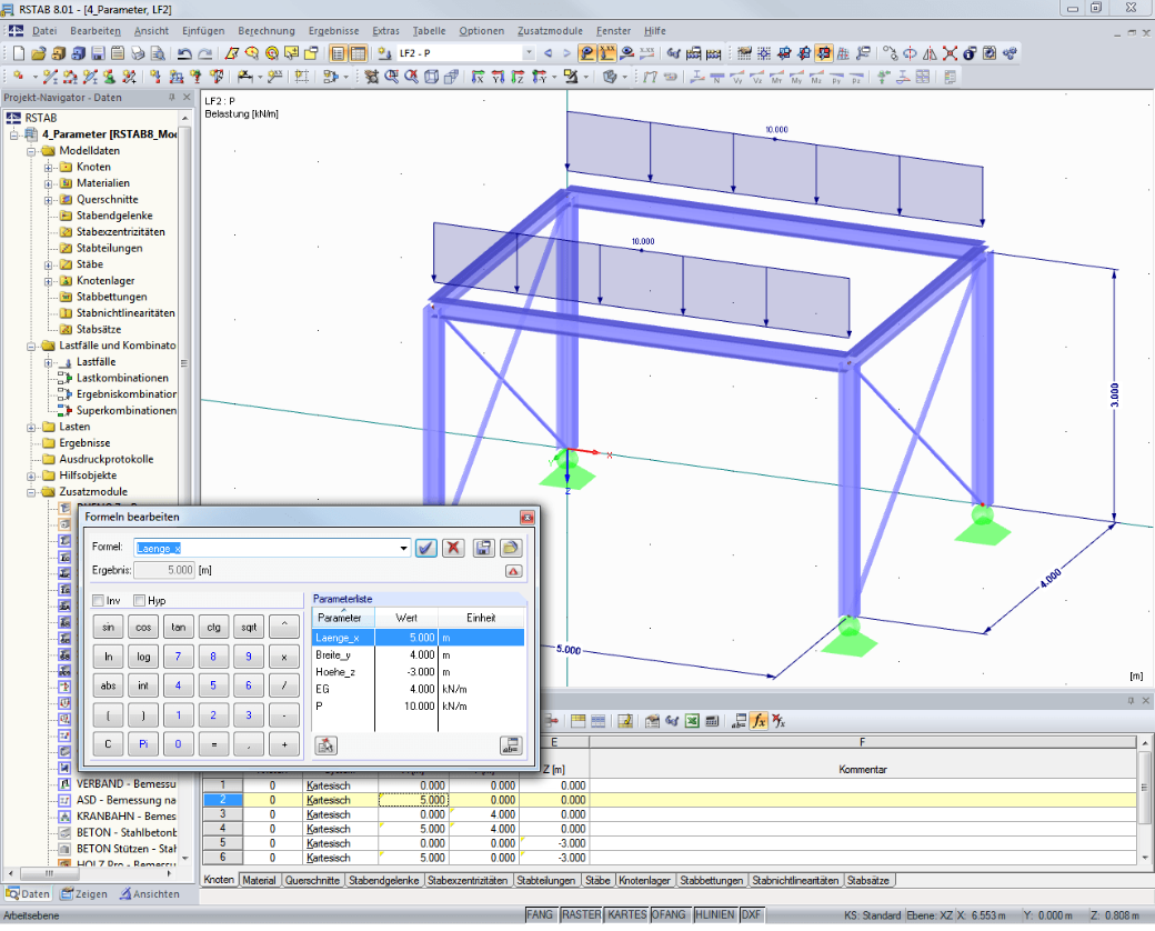 Formula Editor with Parameter List