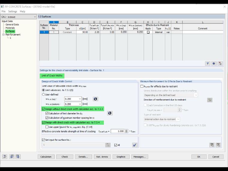 Method for Limiting Crack Width