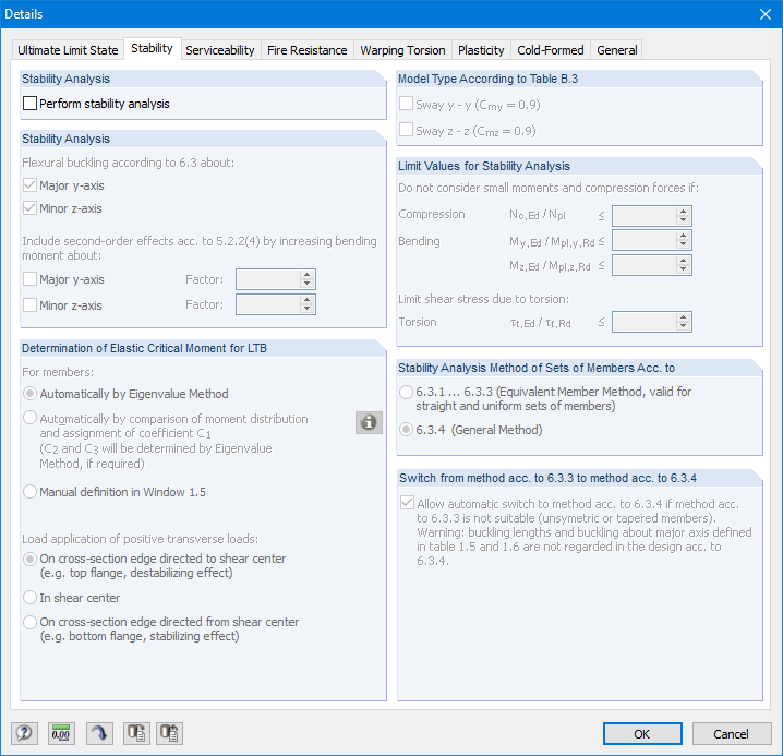 Details, Stability Tab
