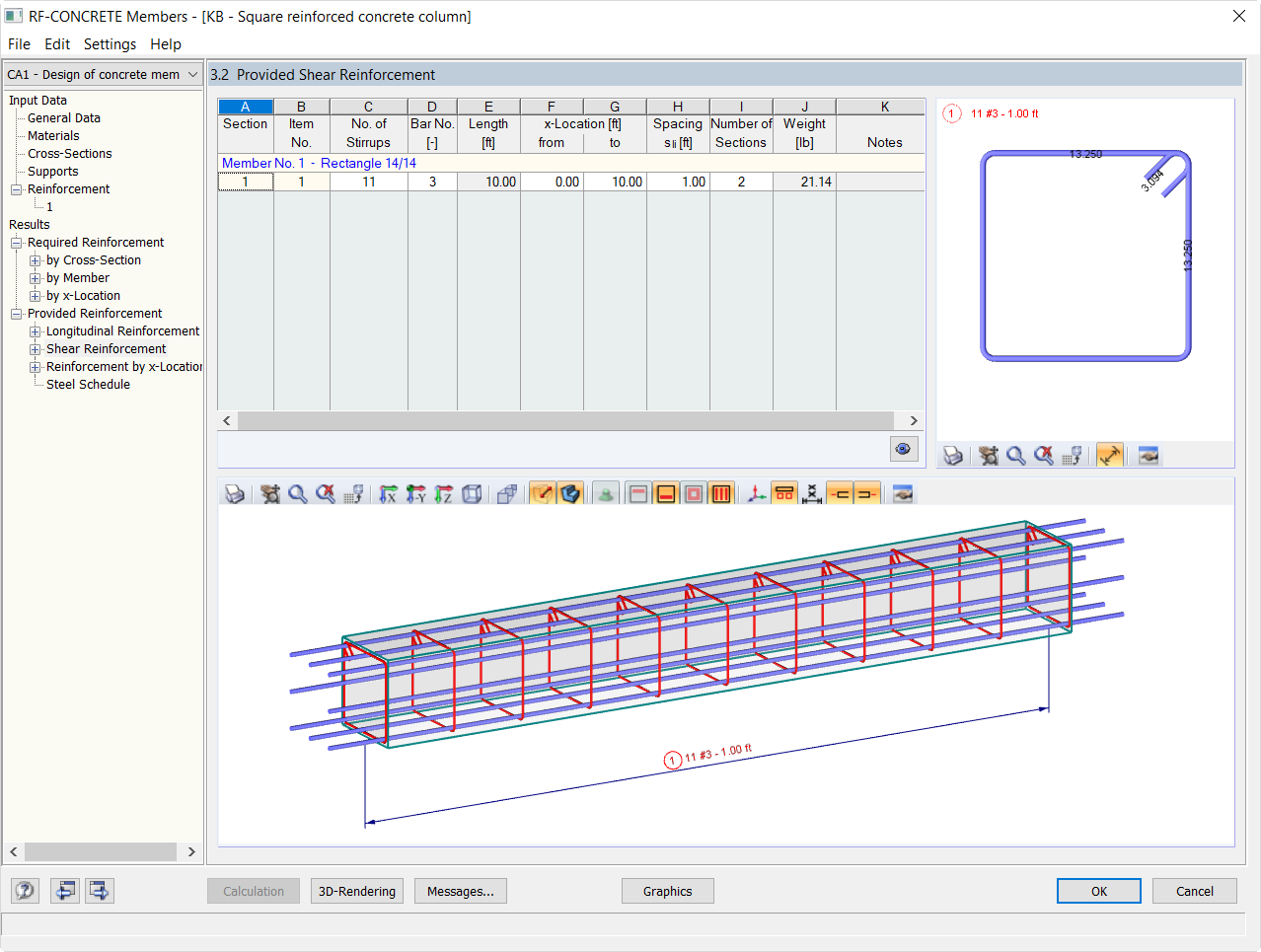 RF-CONCRETE Members - Provided Shear Reinforcement