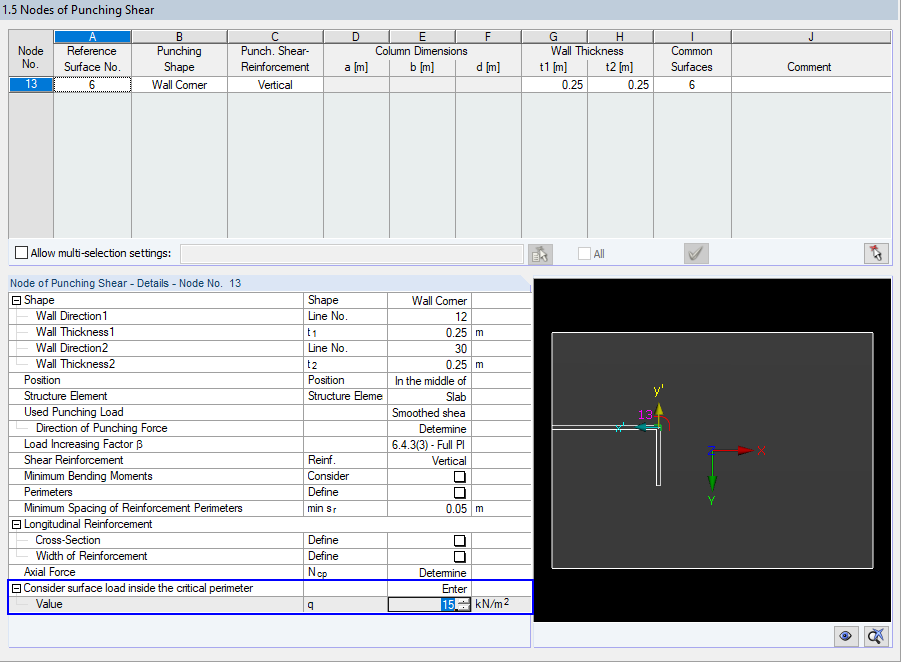 Enter Surface Load Inside Critical Perimeter