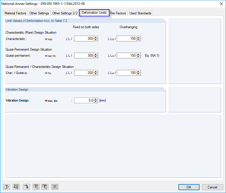 Limit Values for Deformation Calculation