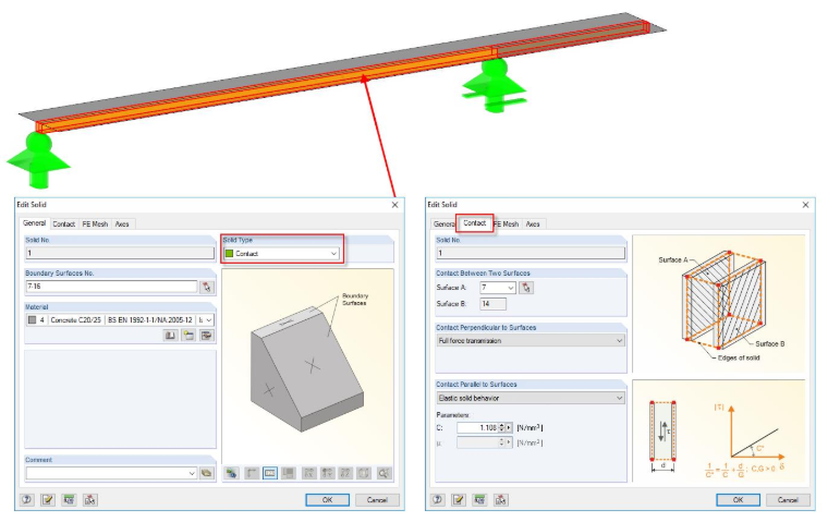 Coupling Surface-Surface with Contact Solid