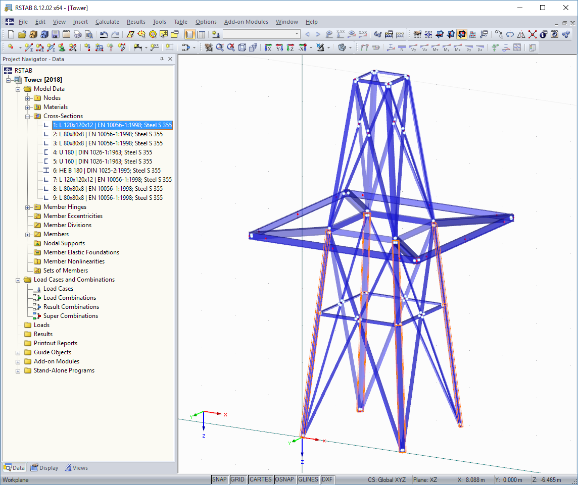 Tower Model in RSTAB