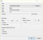 Selecting "VCmaster t2W Interface" Printer