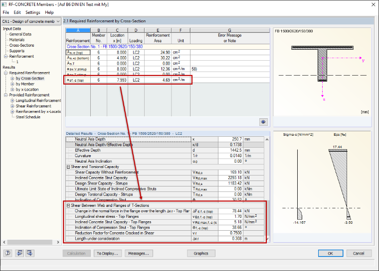 Result Output for Shear Joint Design
