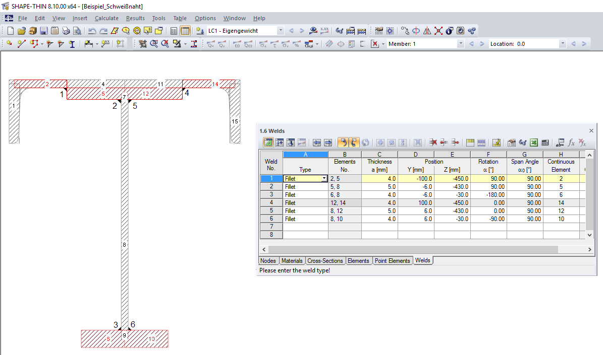 Table 1.6 Welds