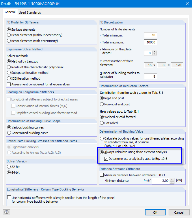 Calculate Critical Load Factor Analytically or Use it from FEM Calculation