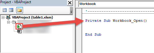 Subroutine Workbook_Open in Workbook