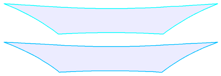 Cutting Patterns for Fabric with Surface Treatment (Top) and for Textile Mesh Without Surface Treatment (Bottom)