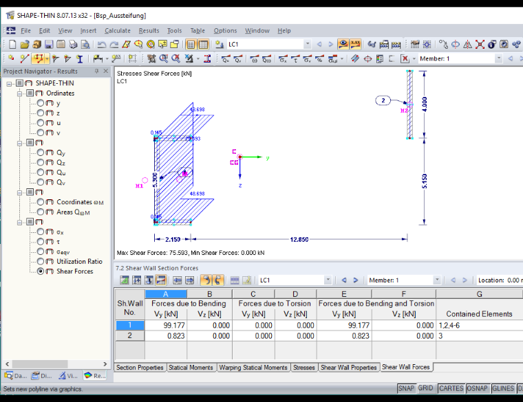 Partial Cross-Section Shear Forces