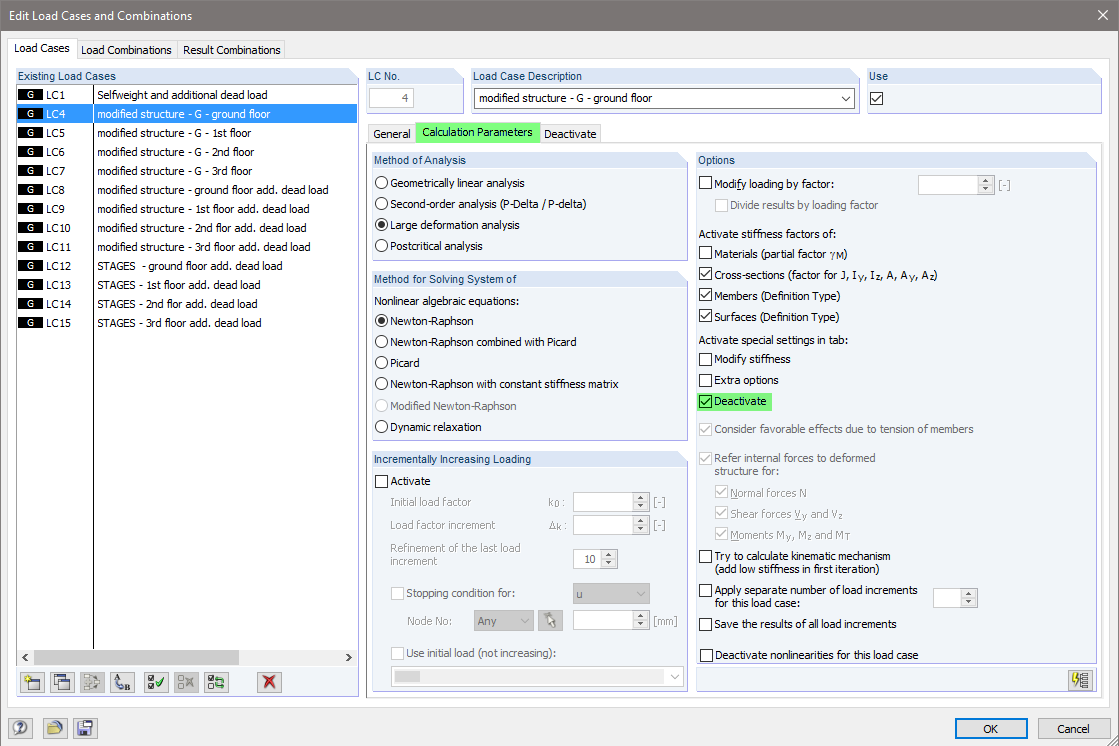 Load Case Calculation Parameters 