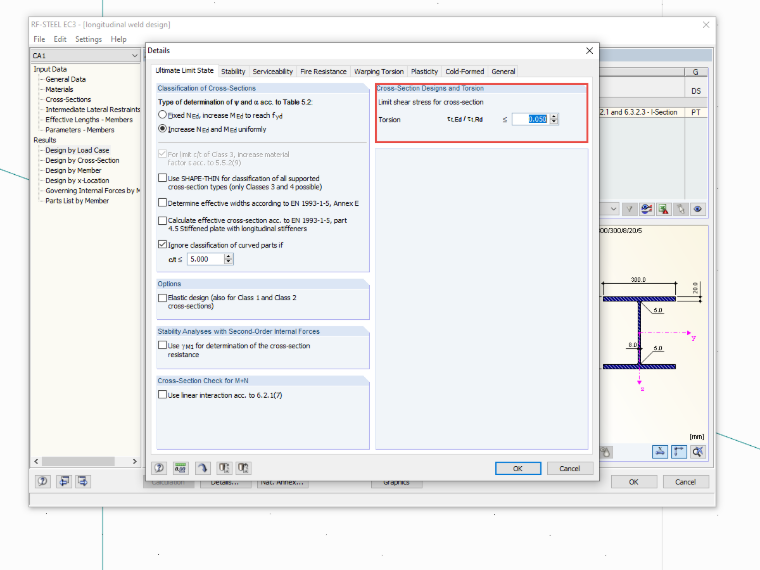 Limit Value of Torsional Shear Stresses for Cross-Section Design