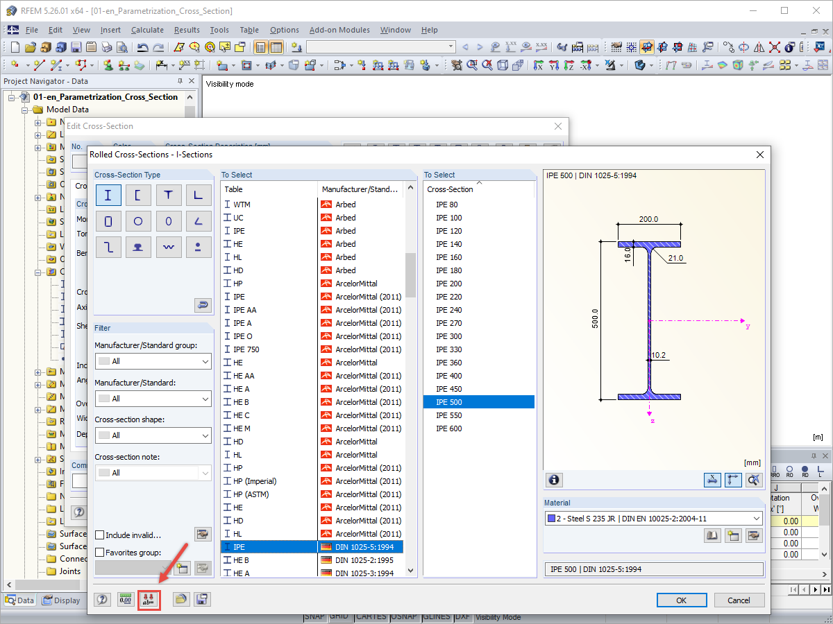 Conversion to Parametric Section