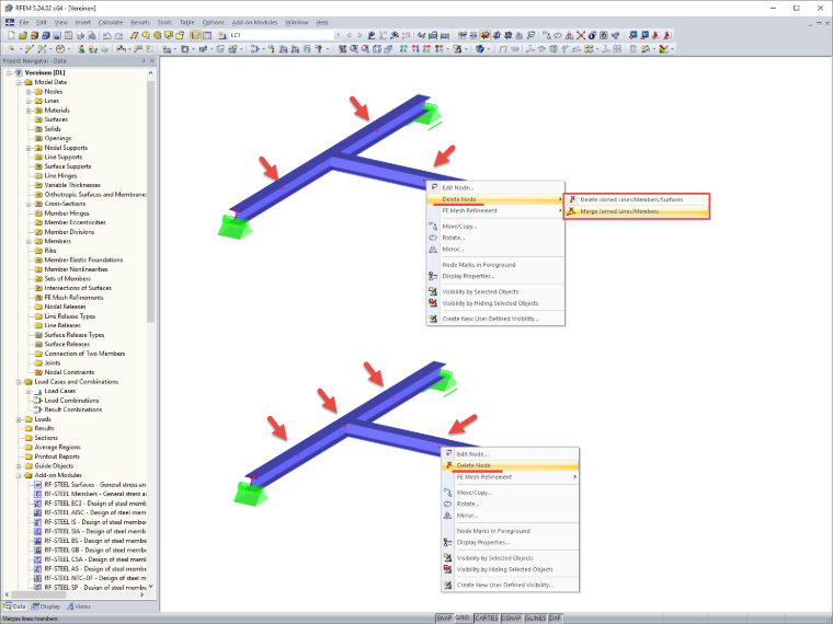 Deleting Nodes and Merging Lines