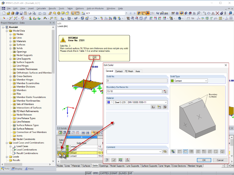 Connection of Tables and Dialog Boxes