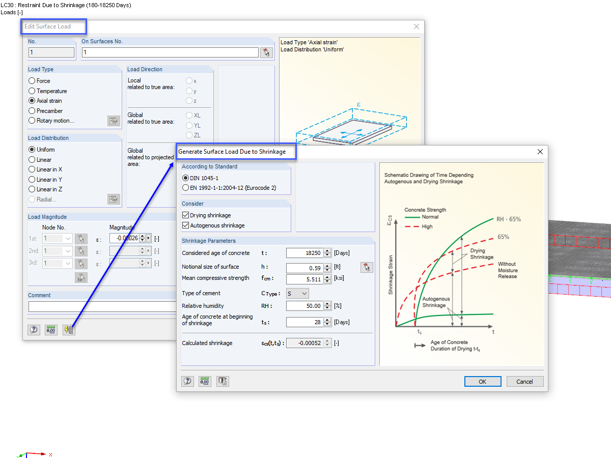 Generate Surface Load Due to Shrinkage
