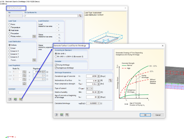 Generate Surface Load Due to Shrinkage