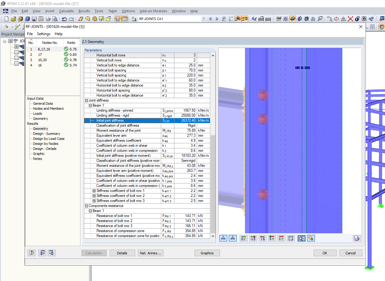 Calculation of Elastic Initial Stiffness S, j, ini for Connection of IPE 240