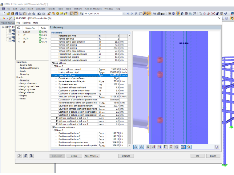 Calculation of Elastic Initial Stiffness S, j, ini for Connection of IPE 240
