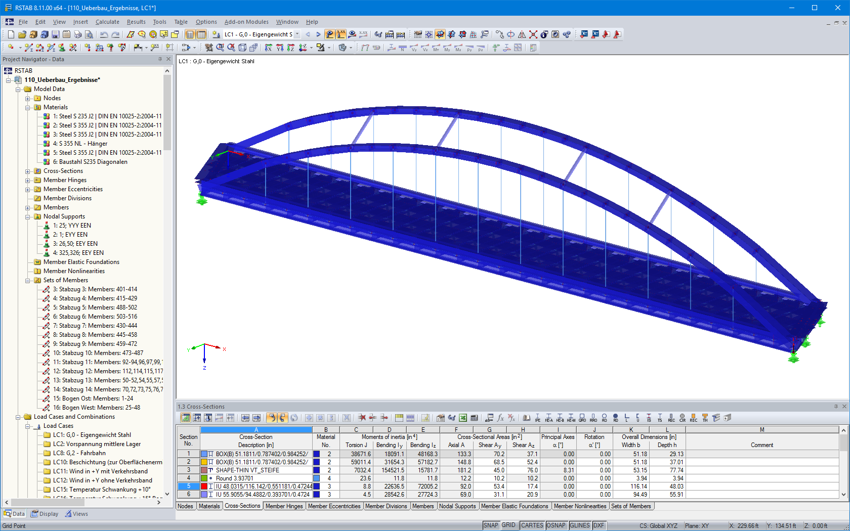 3D Model of Güsen Road Bridge B 10 in RSTAB (© grbv)