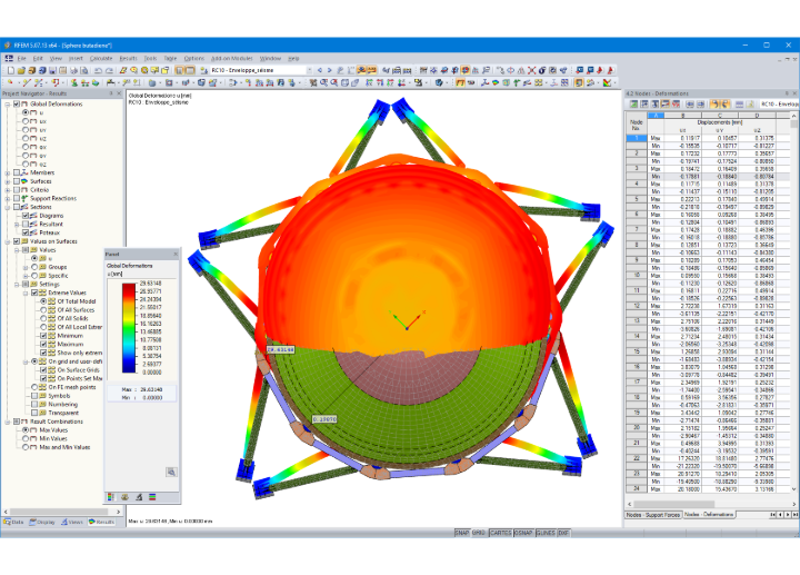 Top View of Deformed Structure in RFEM