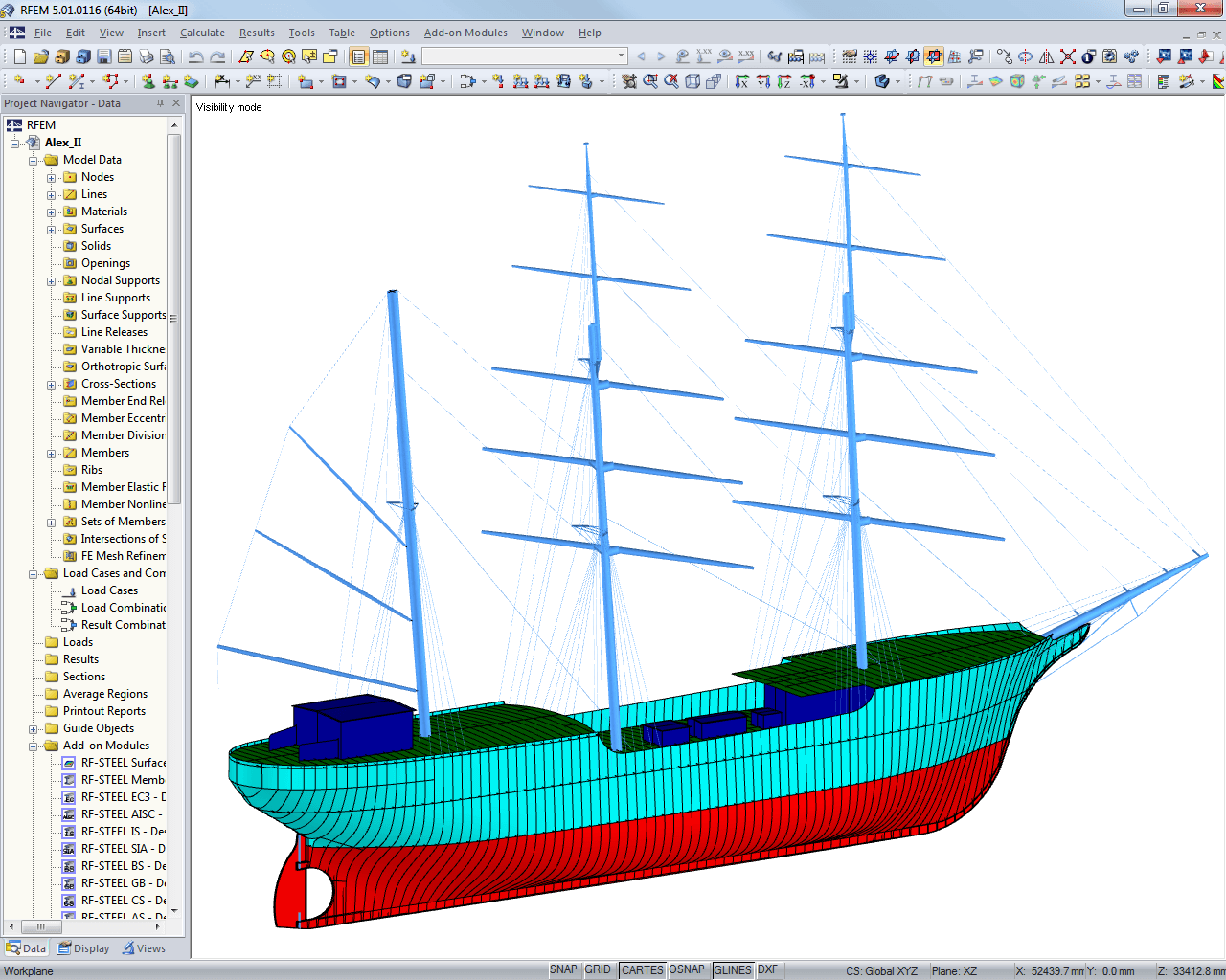 Presentation Model of Alexander von Humboldt II in RFEM (© Wollert)