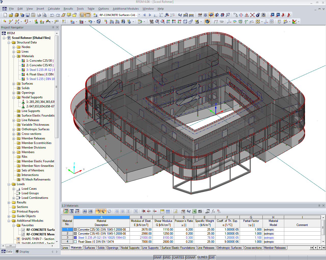 Entire Model of School Building in RFEM (© Rohmer)